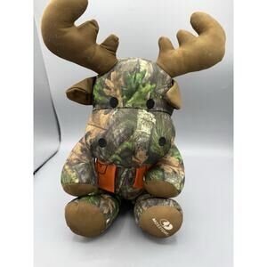 Mossy Oak Camo Moose Plush Stuffed Animal Orange Vest Hunting Toy